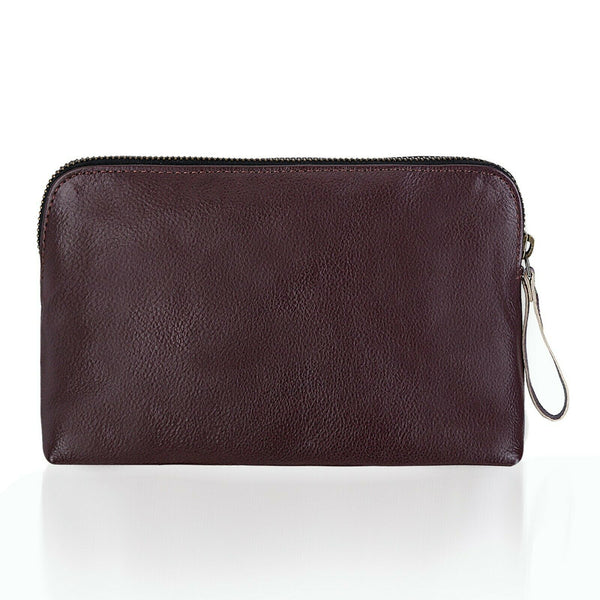 NOORA HANDMADE Genuine Leather UNISEX BROWN Travel Bags Сustom Pouch - Noora International