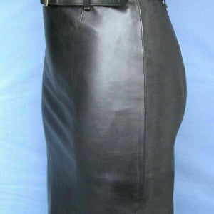 NOORA Handmade Women LambSkin Black Leather pencil skirt ,Leather Outfit, Women's FULL Leather skirt, 100% Genuine Leather skirt SP99 - Noora International