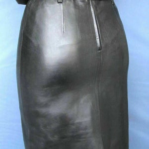 NOORA Handmade Women LambSkin Black Leather pencil skirt ,Leather Outfit, Women's FULL Leather skirt, 100% Genuine Leather skirt SP99 - Noora International