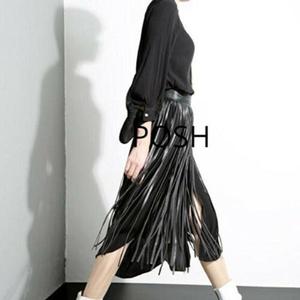 NOORA Handmade Women Slim Leather Fringe Skirts Belt Gypsy Style Black WA18 - Noora International