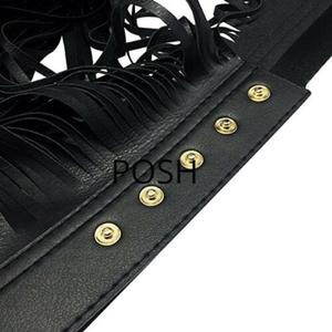 NOORA Handmade Women Slim Leather Fringe Skirts Belt Gypsy Style Black WA18 - Noora International