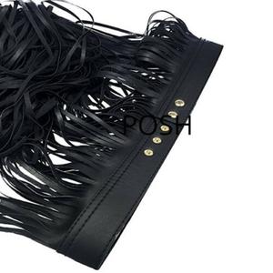 NOORA Handmade Women Slim Leather Fringe Skirts Belt Gypsy Style Black WA18 - Noora International
