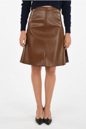 NOORA Handmade Womens Brown Lambskin Leather Skirt , Casual Wear | Above Knee Skirt | Side Slit Skirt | ST0113 - Noora International
