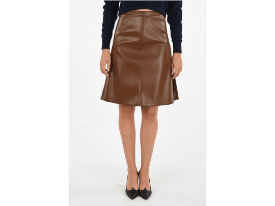 NOORA Handmade Womens Brown Lambskin Leather Skirt , Casual Wear | Above Knee Skirt | Side Slit Skirt | ST0113 - Noora International