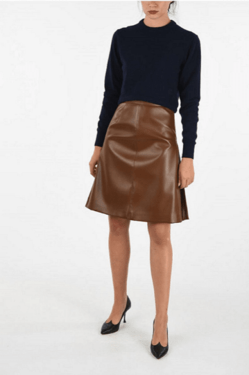 NOORA Handmade Womens Brown Lambskin Leather Skirt , Casual Wear | Above Knee Skirt | Side Slit Skirt | ST0113 - Noora International