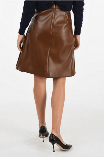 NOORA Handmade Womens Brown Lambskin Leather Skirt , Casual Wear | Above Knee Skirt | Side Slit Skirt | ST0113 - Noora International