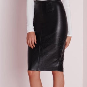 NOORA Handmade Women's LambSkin ,Leather Outfit,Black skirt, Skin Full Leather skirt Made To Order SJ494 - Noora International
