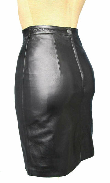 NOORA Hot! Womens Real Lambskin Black Leather Skirt Below Knee Stylish Soft BIN2 - Noora International