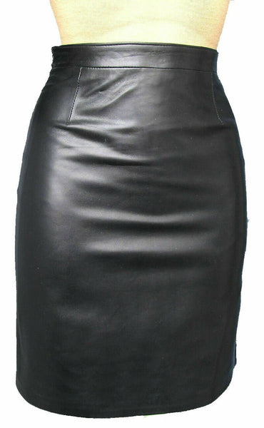 NOORA Hot! Womens Real Lambskin Black Leather Skirt Below Knee Stylish Soft BIN2 - Noora International