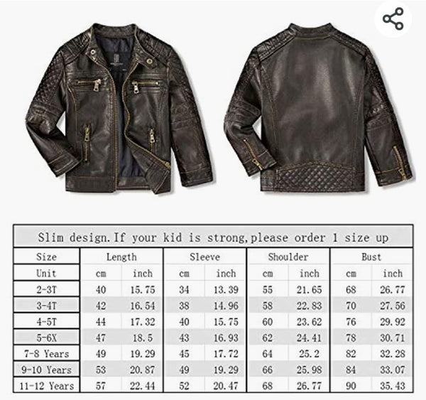 NOORA Kids Lambskin Black Leather Quilted Biker Jacket With Zipper & Pocket | JS017 - Noora International