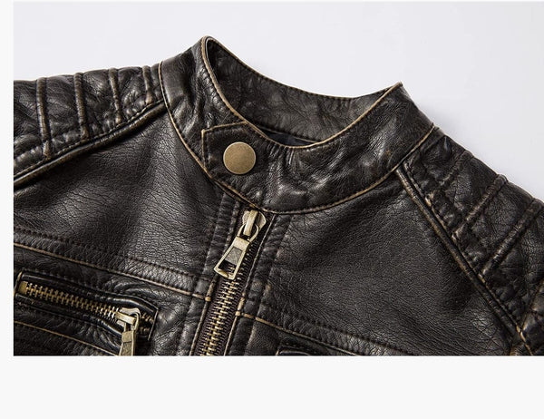 NOORA Kids Lambskin Black Leather Quilted Biker Jacket With Zipper & Pocket | JS017 - Noora International