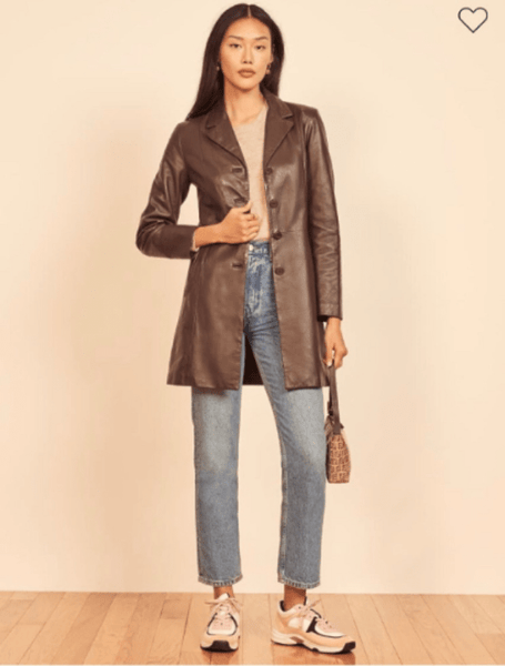 Noora Ladies 100% Real Lambskin Leather Shiny BLAZER Jacket For MEETINGS Brown Blazer Jacket YK29 - Noora International