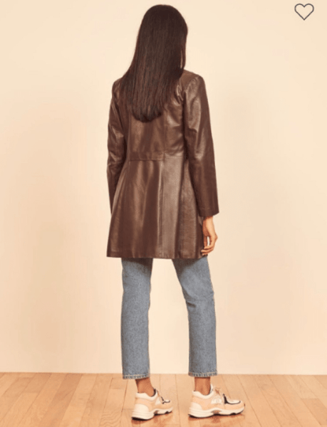 Noora Ladies 100% Real Lambskin Leather Shiny BLAZER Jacket For MEETINGS Brown Blazer Jacket YK29 - Noora International