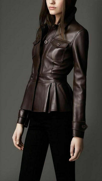 NOORA Ladies Leather Jacket Classic Biker Fashion Style 100% REAL LEATHER WA221 - Noora International