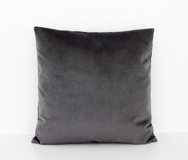 NOORA Lamabkin Leather Velvet Charcoal Pillow | Grey Velvet Cushion Cover | Square Velvet Cushion Cover | Pillow Case Cover | ST0141 - Noora International