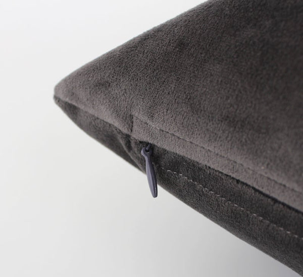 NOORA Lamabkin Leather Velvet Charcoal Pillow | Grey Velvet Cushion Cover | Square Velvet Cushion Cover | Pillow Case Cover | ST0141 - Noora International