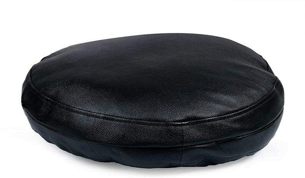 Noora Lambskin Leather Black Round Diameter Pillow Cover Modern Hom & Living Decor Case Cover| ST0147 - Noora International