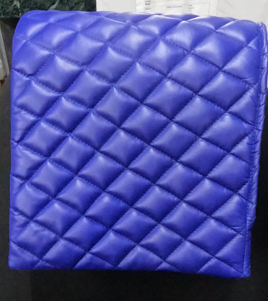 Noora Lambskin Leather Headrest Cover, QUILTED Furniture Protector, Loveseat Theatre Seat Cover, Leather Recliner Slipcover - BLUE SN034 - Noora International