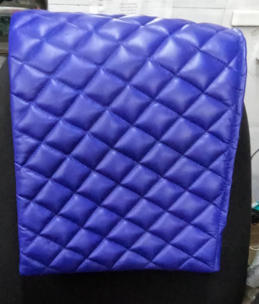 Noora Lambskin Leather Headrest Cover, QUILTED Furniture Protector, Loveseat Theatre Seat Cover, Leather Recliner Slipcover - BLUE SN034 - Noora International