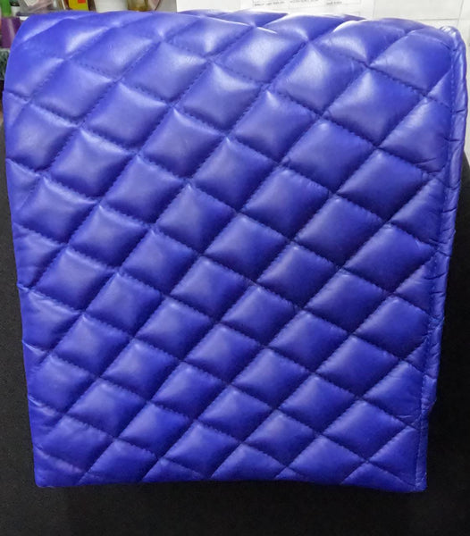 Noora Lambskin Leather Headrest Cover, QUILTED Furniture Protector, Loveseat Theatre Seat Cover, Leather Recliner Slipcover - BLUE SN034 - Noora International