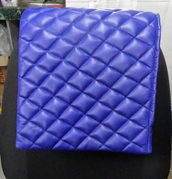 Noora Lambskin Leather Headrest Cover, QUILTED Furniture Protector, Loveseat Theatre Seat Cover, Leather Recliner Slipcover - BLUE SN034 - Noora International
