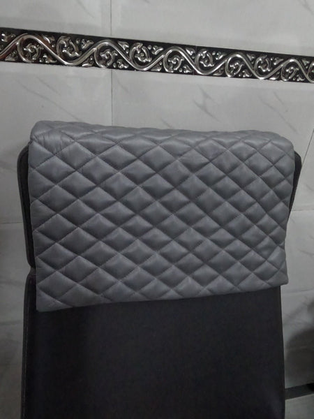 Noora Lambskin Leather Headrest Cover, QUILTED Furniture Protector, Loveseat Theatre Seat Cover, Leather Recliner Slipcover - GREY SN033 - Noora International