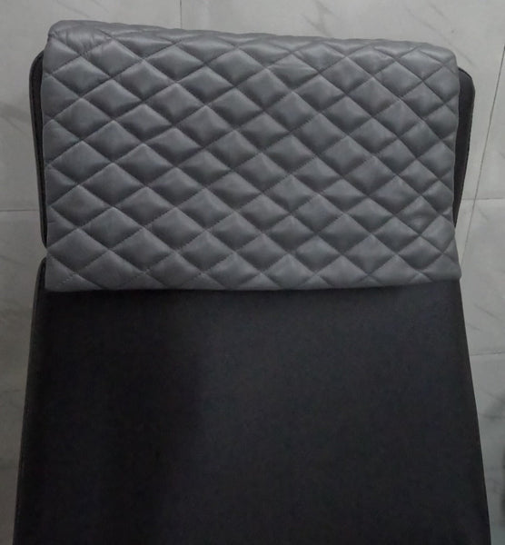 Noora Lambskin Leather Headrest Cover, QUILTED Furniture Protector, Loveseat Theatre Seat Cover, Leather Recliner Slipcover - GREY SN033 - Noora International