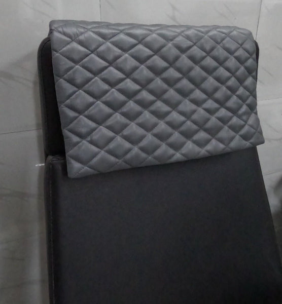 Noora Lambskin Leather Headrest Cover, QUILTED Furniture Protector, Loveseat Theatre Seat Cover, Leather Recliner Slipcover - GREY SN033 - Noora International