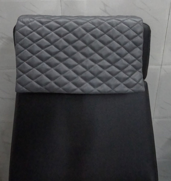 Noora Lambskin Leather Headrest Cover, QUILTED Furniture Protector, Loveseat Theatre Seat Cover, Leather Recliner Slipcover - GREY SN033 - Noora International
