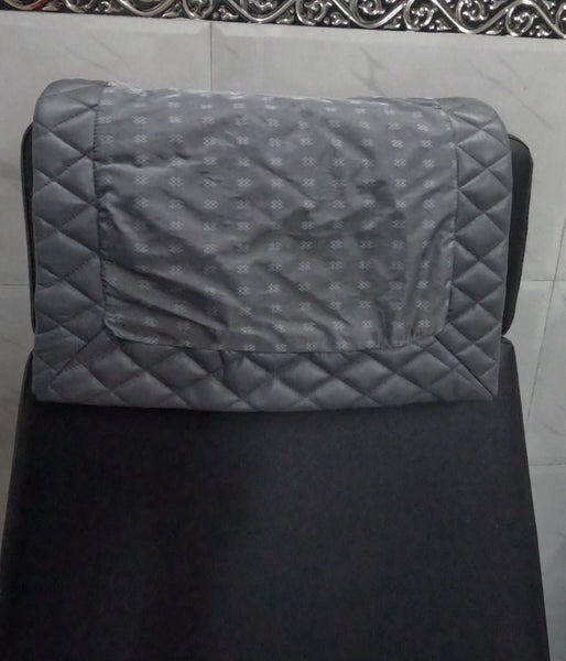 Noora Lambskin Leather Headrest Cover, QUILTED Furniture Protector, Loveseat Theatre Seat Cover, Leather Recliner Slipcover - GREY SN033 - Noora International
