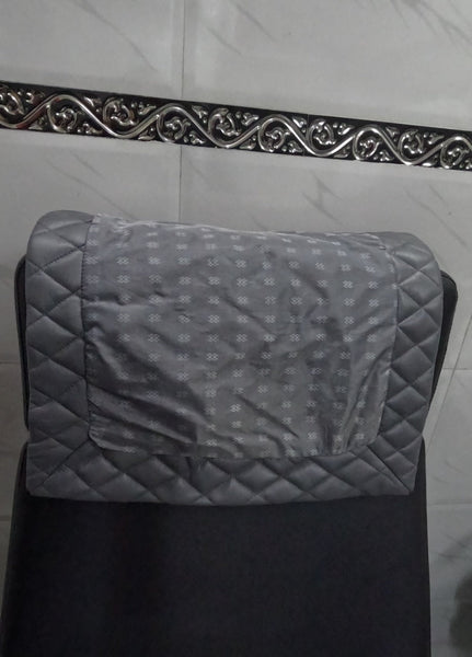 Noora Lambskin Leather Headrest Cover, QUILTED Furniture Protector, Loveseat Theatre Seat Cover, Leather Recliner Slipcover - GREY SN033 - Noora International