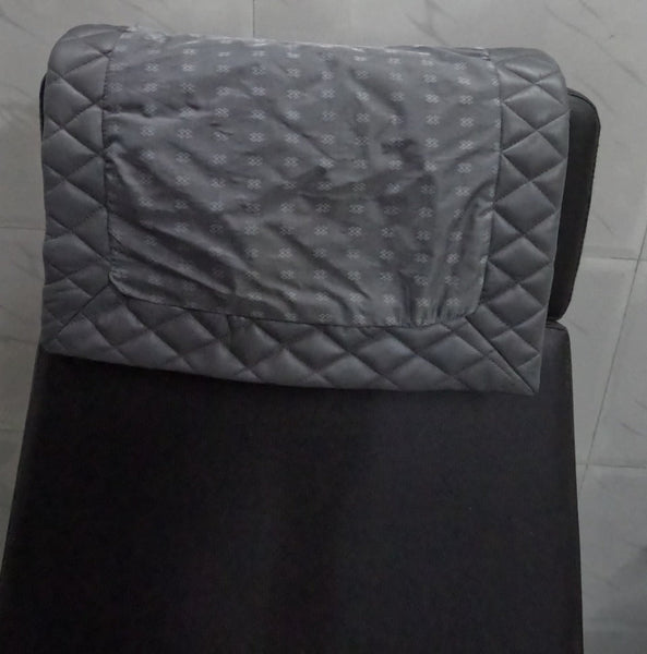 Noora Lambskin Leather Headrest Cover, QUILTED Furniture Protector, Loveseat Theatre Seat Cover, Leather Recliner Slipcover - GREY SN033 - Noora International