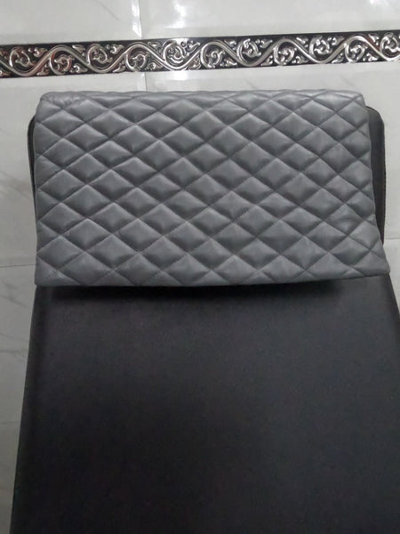 Noora Lambskin Leather Headrest Cover, QUILTED Furniture Protector, Loveseat Theatre Seat Cover, Leather Recliner Slipcover - GREY SN033 - Noora International