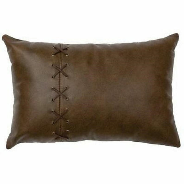Noora Lambskin Leather Pillow Cover | RECTANGLE Cushion Cover Style BRAIDED Case | Criss Cross Laced Lumbar Decorative LUXURY Cover SJ401 - Noora International