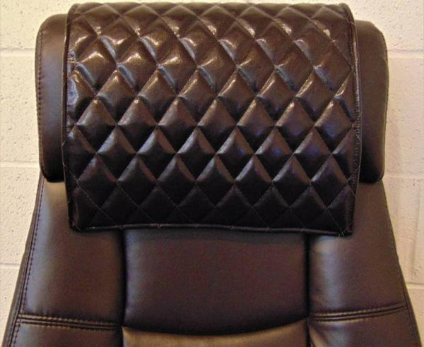 NOORA Lambskin Leather Recliner Headrest Cover | Brown Slip Cover | Quilted Cover | Furniture Protector | Theater Seat Cover | ST0151 - Noora International