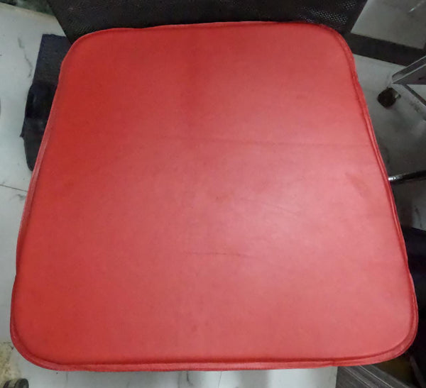 Noora Lambskin Leather RED ROUND CHAIR PAD With Ties | Curvy Shape Rounded Edge Chair Pad |Dining Seat Pad for Home and Office | Housewarming Gifts | Chair & Stool Pad | Leather Chair Pad | SK10 - Noora International