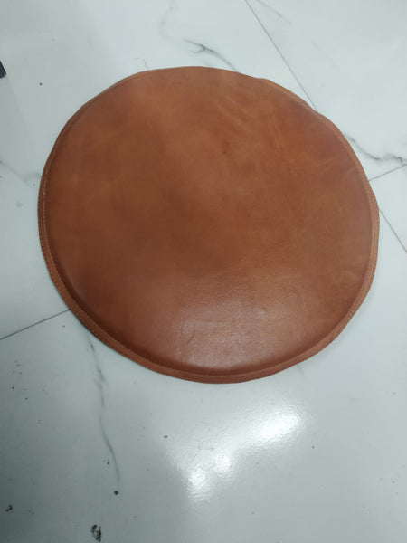 Noora Lambskin Leather ROUND TAN CHAIR Pad |Dining Seat Pad for Home and Office| Housewarming Gifts| SN02 - Noora International