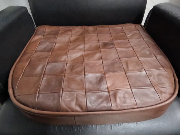 Noora Lambskin LEATHER SEAT CUSHION - ANTIQUE BROWN PATCHWORK Seat Cushion for Bench - Thickness 2" ( 5cm) - Leather Chair Pad - Tolix style Leather Seat Cushion | JS47 - Noora International