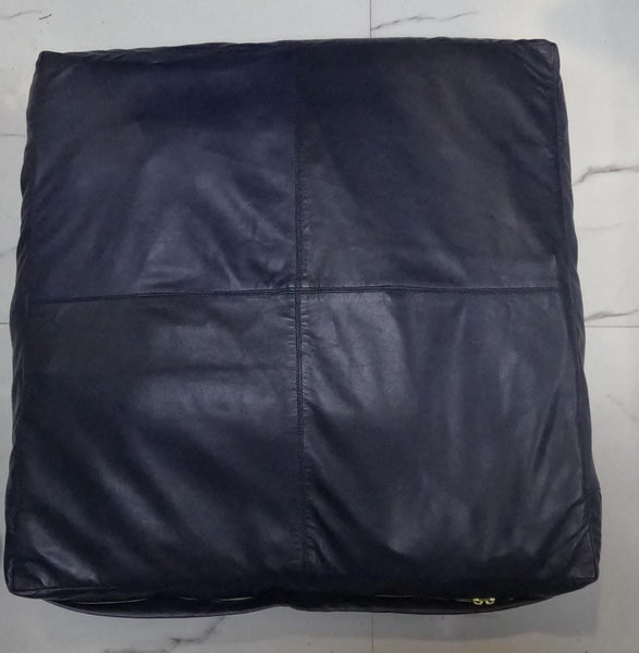 Noora Lambskin Leather Seat Cushion Cover | Navy Blue Dining Cushion Cover | Table Seat Cushion Cover | Housewarming Decor | - Noora International