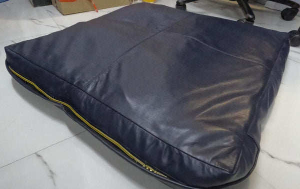 Noora Lambskin Leather Seat Cushion Cover | Navy Blue Dining Cushion Cover | Table Seat Cushion Cover | Housewarming Decor | - Noora International