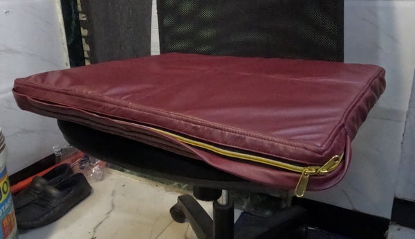 Noora Lambskin Leather Seat Cushion Cover |Sofe Seat Cushion Cover, SQUARE Bench Floor Seat Cushion Cover - BURGUNDY - Noora International