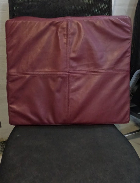 Noora Lambskin Leather Seat Cushion Cover |Sofe Seat Cushion Cover, SQUARE Bench Floor Seat Cushion Cover - BURGUNDY - Noora International