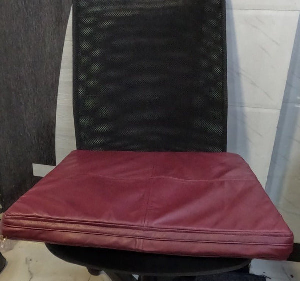 Noora Lambskin Leather Seat Cushion Cover |Sofe Seat Cushion Cover, SQUARE Bench Floor Seat Cushion Cover - BURGUNDY - Noora International