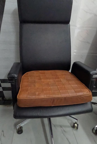 Noora Lambskin LEATHER SEAT CUSHION - MANGO TAN Seat Cushion for Bench - Thickness 2" ( 5cm) - Leather Chair Pad -JS46 - Noora International