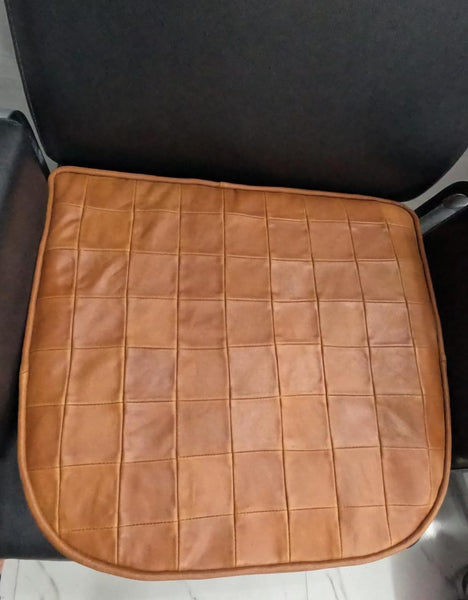 Noora Lambskin LEATHER SEAT CUSHION - MANGO TAN Seat Cushion for Bench - Thickness 2" ( 5cm) - Leather Chair Pad -JS46 - Noora International