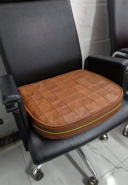 Noora Lambskin LEATHER SEAT CUSHION - MANGO TAN Seat Cushion for Bench - Thickness 2" ( 5cm) - Leather Chair Pad -JS46 - Noora International