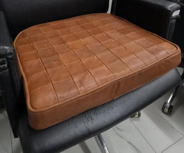 Noora Lambskin LEATHER SEAT CUSHION - MANGO TAN Seat Cushion for Bench - Thickness 2" ( 5cm) - Leather Chair Pad -JS46 - Noora International