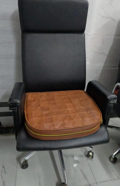 Noora Lambskin LEATHER SEAT CUSHION - MANGO TAN Seat Cushion for Bench - Thickness 2" ( 5cm) - Leather Chair Pad -JS46 - Noora International