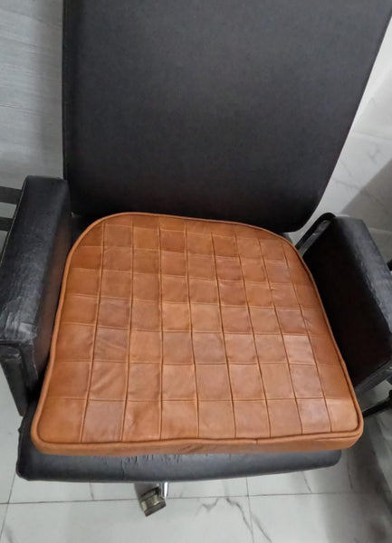 Noora Lambskin LEATHER SEAT CUSHION - MANGO TAN Seat Cushion for Bench - Thickness 2" ( 5cm) - Leather Chair Pad -JS46 - Noora International