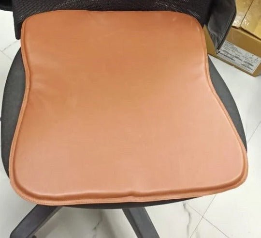 Noora Lambskin Leather SQUARE TAN CHAIR Pad | Curvy Shape Rounded Edge Chair Pad |Dining Seat Pad for Home and Office - Noora International